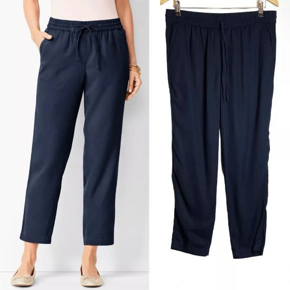 Talbots | Easy Drawstring Tencel Pants Pull On Slash Pockets Navy-Like New - Picture 1 of 7